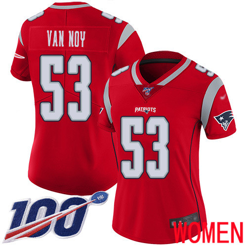 New England Patriots Football #53 100th Season Inverted Limited Red Women Kyle Van Noy NFL Jersey->new england patriots->NFL Jersey